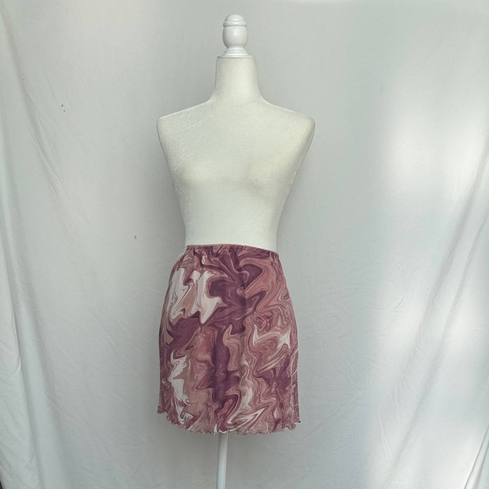 Urban Outfitters Swirl Mini Skirt - Pink and White